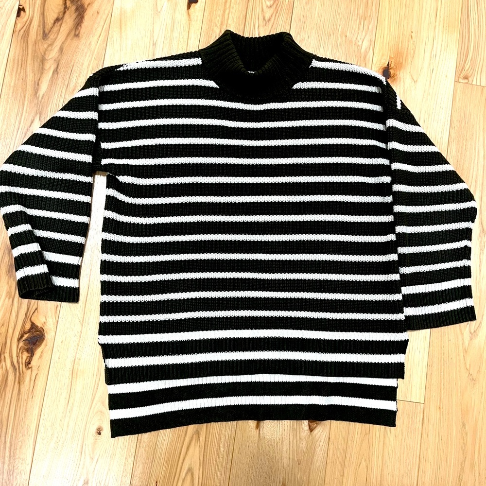 Apiece Apart sweater olive green and white striped